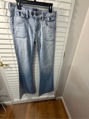 CO Light Blue Flare Jeans with Front Patch Pockets